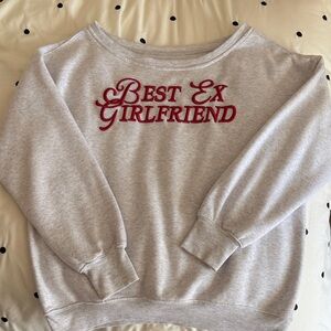 Heather Gray Sweatshirt with Red "Best Ex Girlfriend" Embroidery